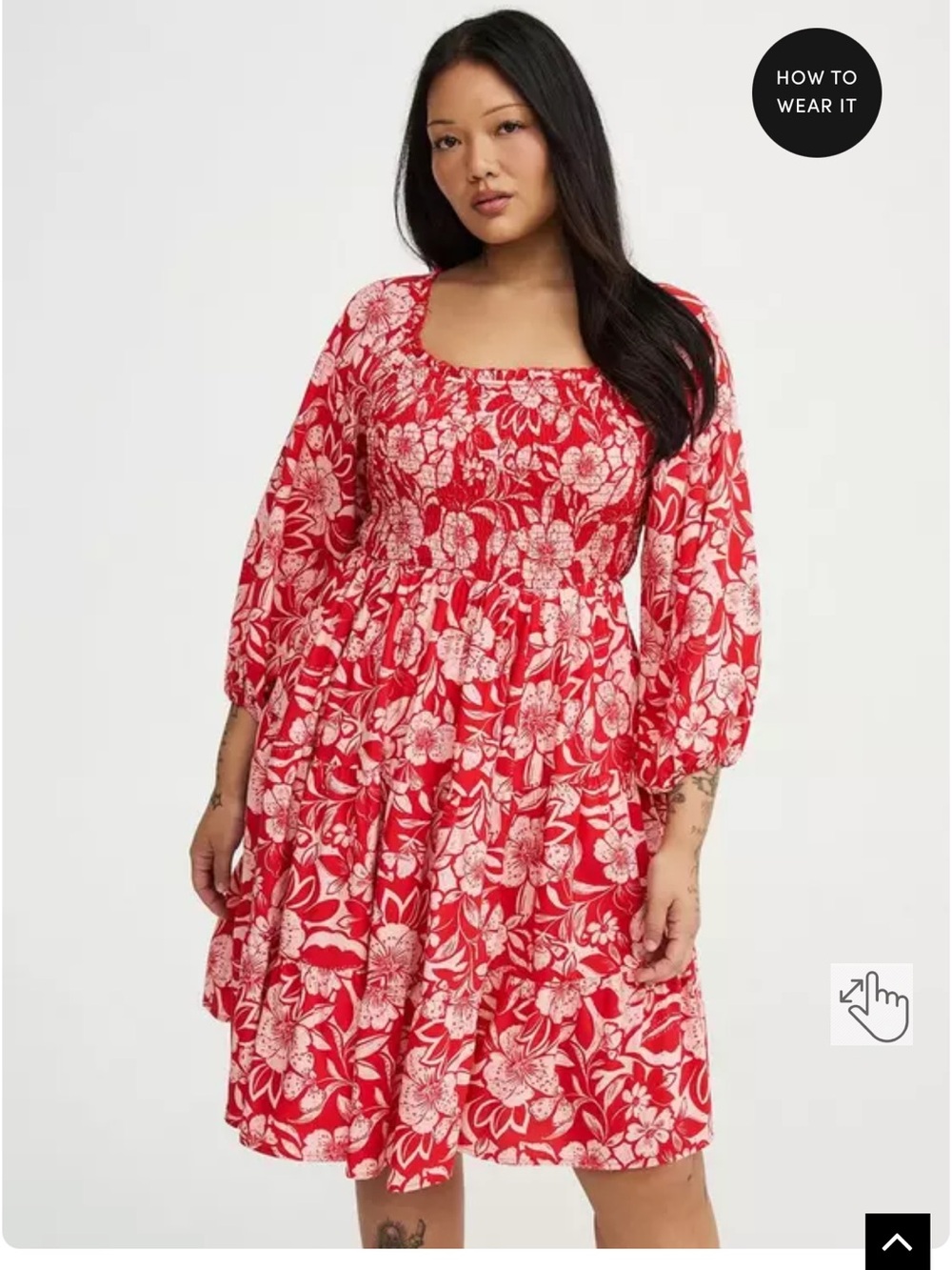 NWT torrid Red and White Floral Smocked Dress - Picture 5 of 5